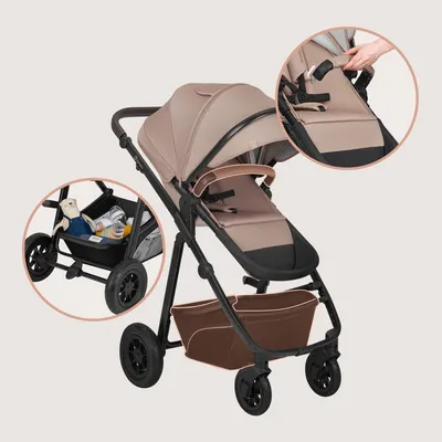 Produktbild von Lionelo Bianka 3in1 Kinderwagen, Autotransporter, Autositz, klappbar, Travel System Rückenlehne verstellbar 360o Räder Polsterung, Verdeck XXL-Beige