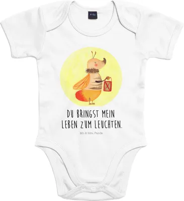 Produktbild von Mr. & Mrs. Panda Babybody Glühwürmchen 12. - 18. Monat - Heather Grey - Geschenk, overall baby, Heiratsantrag, Strampler, Babystrampler, Lustige Sprüche, Liebe, Jahrestag