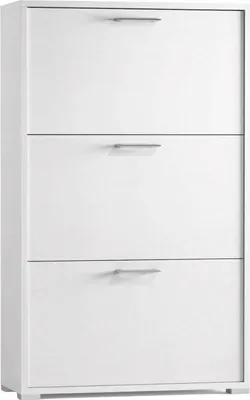 Produktbild von Schuhregal Dferrari, Mehrzweck - Eingangsmöbel mit 3 Klapptüren, Moderner Schuhschrank, 100% Italy, 67x18h112 cm, Weiß
