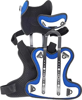 Produktbild von Halskrause/Nackenstütze mit Bruststütze - Cervico-thorakale Orthese für Erwachsene - Verstellbar - Schmerzlinderung & Haltungskorrektur - Postoperative Rehabilitation - Blau