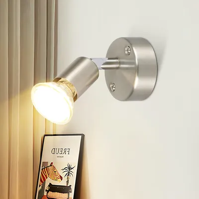 Produktbild von ZMH Wandleuchte Innen Wandlampe Modern Wandspot GU10 Schwenkbar 330° Wandbeleuchtung Wand Lampen Stoffschrim MAX.40W Metall Silber für flur Küche
