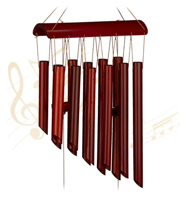 Bambus-Windgong, 12 Röhren, 60 x 21 cm, braun