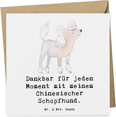 Produktbild von Mr. & Mrs. Panda Grußkarte Chinesischer Schopfhund Moment - Weiß - Geschenk, Glückwunschkarte, faltkarte, Klappkarte, doppelkarte, Chinese Crested Dog, anlasskarte