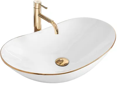 Immagine prodotto di Lavabo Da Appoggio REA ROYAL White Gold Edge Oval