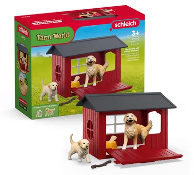 Produktbild von schleich FARM WORLD Hundehütte mit Goldenretrievern, Tier, Farm, Farm animals / farm toys, 3 Jahr(e), Mehrfarbig