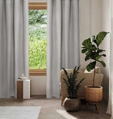 Produktbild von Unyqoos® Fertigvorhang 140x250 cm – thermisch & lichtdurchlässig, Natur, 100% Polyester 210 g/m², mit Haken, 1 Stück