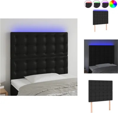 Produktbild von vidaXL LED Kopfteil Schwarz 100x5x118/128 cm Kunstleder -  Kopf- & Fußenden