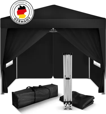 Produktbild von Kronenburg Faltpavillon 2x2m - Wasserfest, UV-Schutz 50+, 4 Seitenteile, schwarz