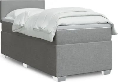 Produktbild von Boxspringbett mit Matratze Hellgrau 80x200 cm Stoff, Klassische Betten 2024 Neu