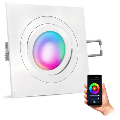 Produktbild von SSC-LUXon QF-2 Einbauleuchte dimmbar Smart flach 230V inkl. WLAN RGB CCT Lampe - Spot schwenkbar weiß kompatibel mit Alexa, Siri & Google