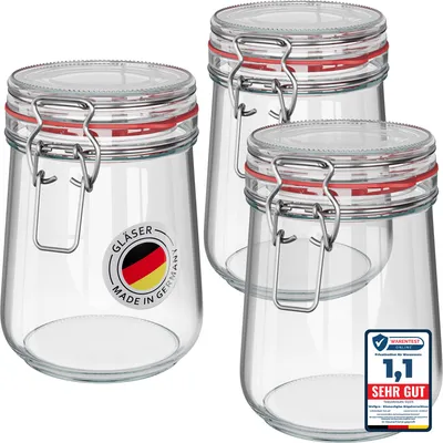 Produktbild von WELLGRO Einmachgläser mit Bügelverschluss rund 800ml - Vorratsgläser