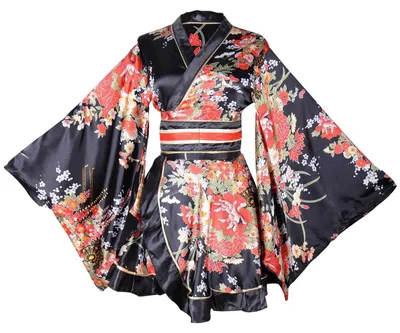 Immagine prodotto di Accappatoio corto stile kimono con motivo floreale - ispirato al Giappone
