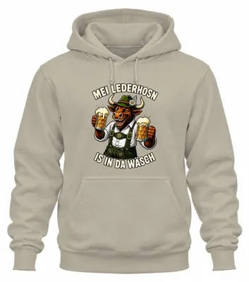 Obrázek produktu pro Tričko s motivem tradičního bavorského oděvu, kalhoty "Lederhosen", mikina s motivem krávy, kapucí, velikost L