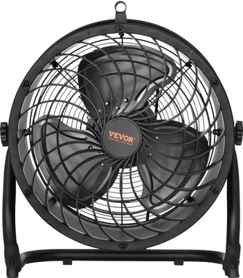 Produktbild von 14 Zoll Bodenventilator, 3 Geschwindigkeiten, 360° verstellbare Neigung, Hochgeschwindigkeits-Industrieventilator