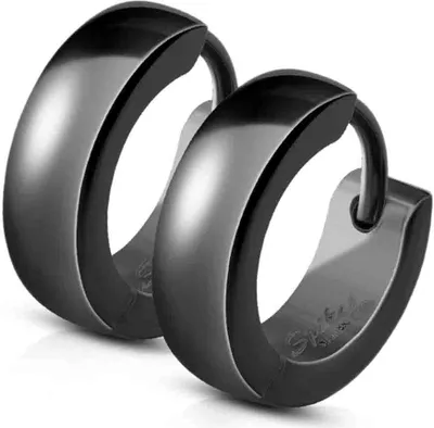 Produktbild von viva-adorno 1 Paar Damen Ohrringe Creolen Edelstahl glänzend poliert ER94_4mm, schwarz