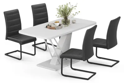 Immagine prodotto di Set di tavoli da pranzo Vicco Fenaro Bianco 120 x 80 cm con 4 sedie da pranzo, nero, Model 63004
