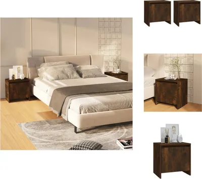 Image de vidaXL Tables de chevet 2 pcs. Chêne fumé 45x34x44,5 cm Bois composite - Tables de chevet