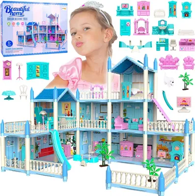 Immagine prodotto di Malplay XXL casa delle bambole arredata villa con mobili e accessori Parco giochi 3 piani 52x41x48cm casa delle bambole per bambine