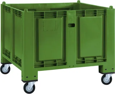 Produktbild von Palettenbox mit 4 Lenkrollen, LxBxH 1200x800x1000 mm, geschl, Farbe: grün