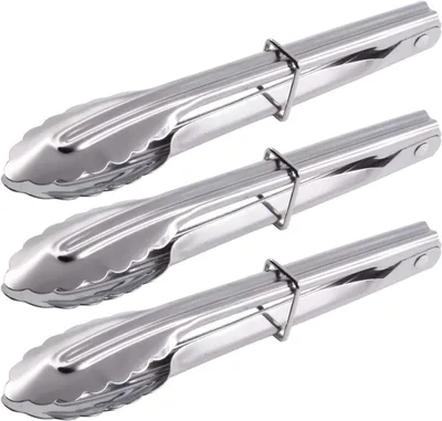 Productafbeelding van Serveertangen Keuken - Kooktangen Roestvrij - Barbecue en Koken - Heavy Duty Ontwerp - 18 cm - Zilver