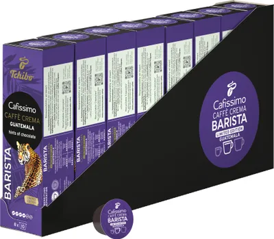 A display box of Tchibo Cafissimo coffee capsules.