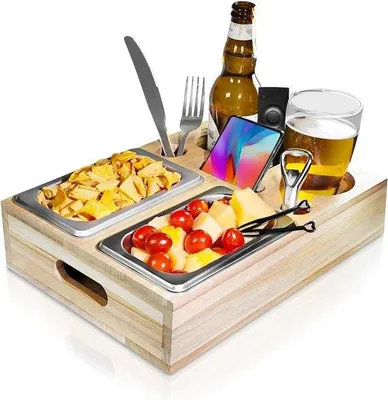 Produktbild von Tischorganizer mit Snackbox und Stauraum, ideal für Wohnzimmer, Schlafzimmer, Garten