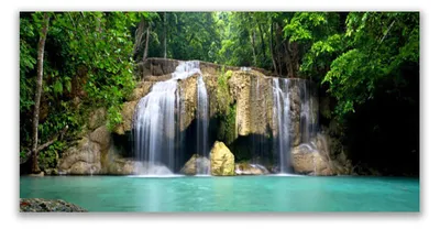 Produktbild von Glasbilder 120x60 Wandbild Druck auf Glas Wasserfall Baum Natur