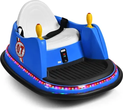 Produktbild von COSTWAY 6V Kinder Autoscooter mit Fernbedienung, Elektro Fahrzeuge mit bunten Lichtern und Musik, Kinderfahrzeuge 360 Grad, Aufsitzfahrzeug für Kinder von 2-5 Jahren (Blau)