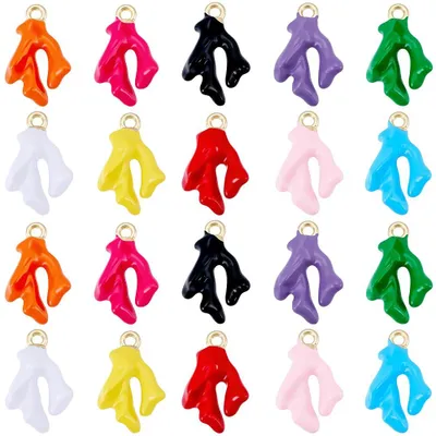 40 Korallen-Anhänger, 10 Farben, Emaille, für DIY-Schmuck