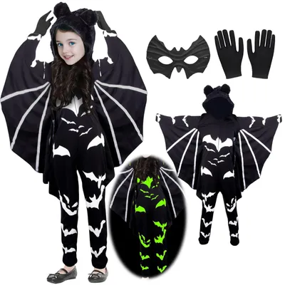 Image de Costume de chauve-souris lumineux pour enfants, avec masque et gants