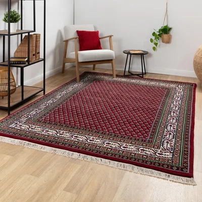 Produktbild von Steffensmeier Orientteppich Mir Royal | Orient Wohnzimmerteppich | handgeknüpft mit Fransen | Schurwolle | Rot, Größe: 250x350 cm