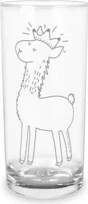 Produktbild von Mr. & Mrs. Panda Glas Lama König 200 ml - Transparent - Geschenk, Tumbler, Trinkglas, Mama, Abitur, Cocktailglas, Longdrinkglas, Wasserglas, Papa, Lamas