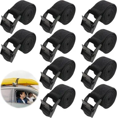 Productafbeelding van Verstelbare spanbanden, 25 cm x 1 meter, zwart, 10 stuks