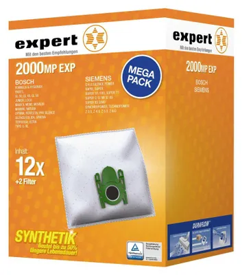 Produktbild von Expert 2000 MP EXP, Staubbeutel, Grün, Weiß, Synthetisch, 12 Stück(e)