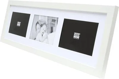 Produktbild von Famanu Fotoliste 10 x 15 cm weiß für 3 Fotos horizontal - Holzrahmen