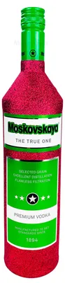 Produktbild von Moskovskaya Vodka 1l (38% Vol) Bling Bling Glitzerflasche in hot pink- [Enthält Sulfite]