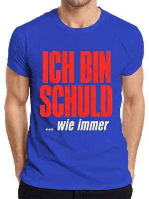 Productafbeelding van Ik ben schuldig, zoals altijd. Grappig, sarcastisch statement. Heren T-shirt, blauw, maat M