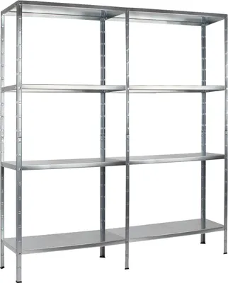 Produktbild von SCHULTE Regalwelt Steckregal mit 2 x 4 PowerMAX Fachböden, 65 kg Tragkraft, 180x160x40 cm (HxBxT), verzinkt (Lagerregal, Werkstattregal, Kellerregal