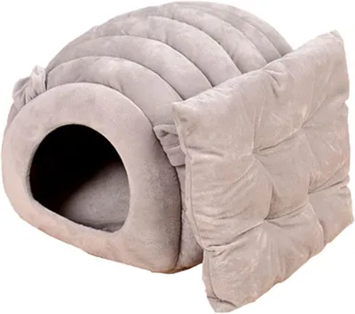 Imagen del producto de Cama para gatos con cojín desmontable, de 40 x 40 x 35 cm, color gris, para uso en interiores