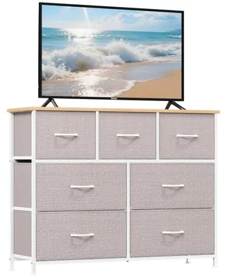 Productafbeelding van Kledingkast met 7 lades, in de kleur asgrijs, afmetingen 100 x 77 x 30 cm