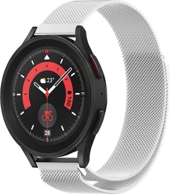 Produktbild von Strap-it Milanese Armband - Kompatibel mit Samsung Galaxy Watch 5 Pro Armband Edelstahl Armband mit Magnetverschluss - Ersatzarmband - Hochwertiges Material - für Smartwatch 20mm Armband Silber