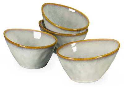 4er-Set Steinzeug-Schalen, 600 ml, Vintage-Design, Dessertschalen