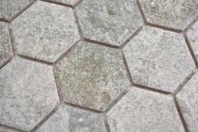 Produktbild von Handmuster Keramik Mosaik Hexagon Granit grau Mosaikfliese Wand Fliesenspiegel Küche Bad MOS11H-0023_m
