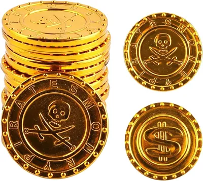 Produktbild von Spielgeld Münzen 100 Stücke, Gold, Piratenmünzen, für Kindergeburtstag