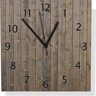 Produktbild von Wallario Design Wanduhr Holzpaneelen in grau braun - Holzmuster mit Maserung aus Aluverbund, Größe 30 x 30 cm