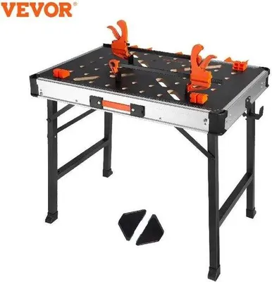 Obrázek produktu pro Skládací dřevěný pracovní stůl se 7 výškovými polohami – uzamykací mechanismus – dřevěná konstrukce – nosnost 454 kg