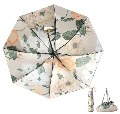 Productafbeelding van Vouwbare Paraplu voor Dames - Stormbestendige Bloemenparaplu met UV-bescherming