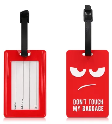Produktbild von kwmobile Kofferanhänger Adressanhänger Koffer Tag - Namensschild Schulranzen Gepäck Anhänger - Reise Gepäckanhänger Don't touch my baggage