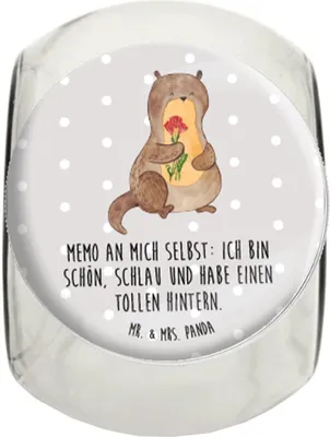 Produktbild von Mr. & Mrs. Panda Bonboniere Otter Blumenstrauß XL 2000ml - Grau Pastell - Geschenk, Süß, Selbstvertrauen, Dekoglas, Seeotter, gewürzglas, Achtsamkeit, Vorratsbehälter