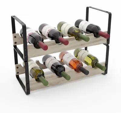 Produktbild von Weinregal im Industriestil, bietet Platz für 8 Flaschen